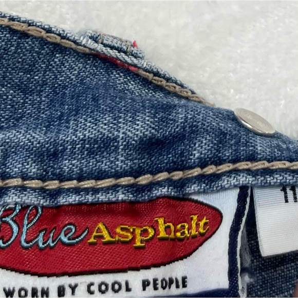 Vintage 90s Jeans Blue Asphalt High Rise Wide Leg Size 11 - Picture 12 of 13